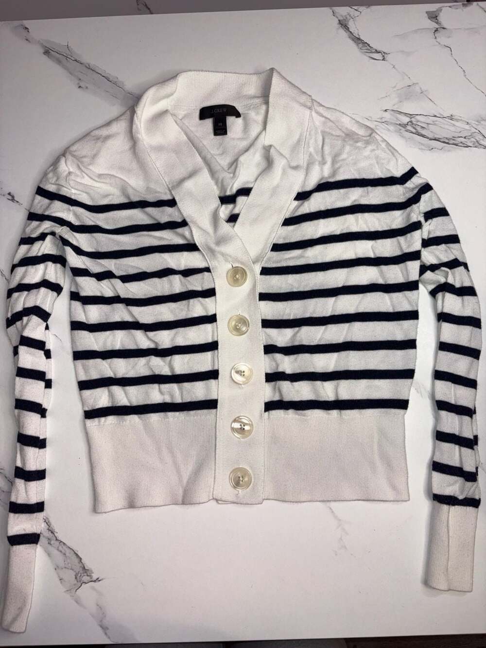 J.Crew Women's Striped Collared Button-Front Cardigan